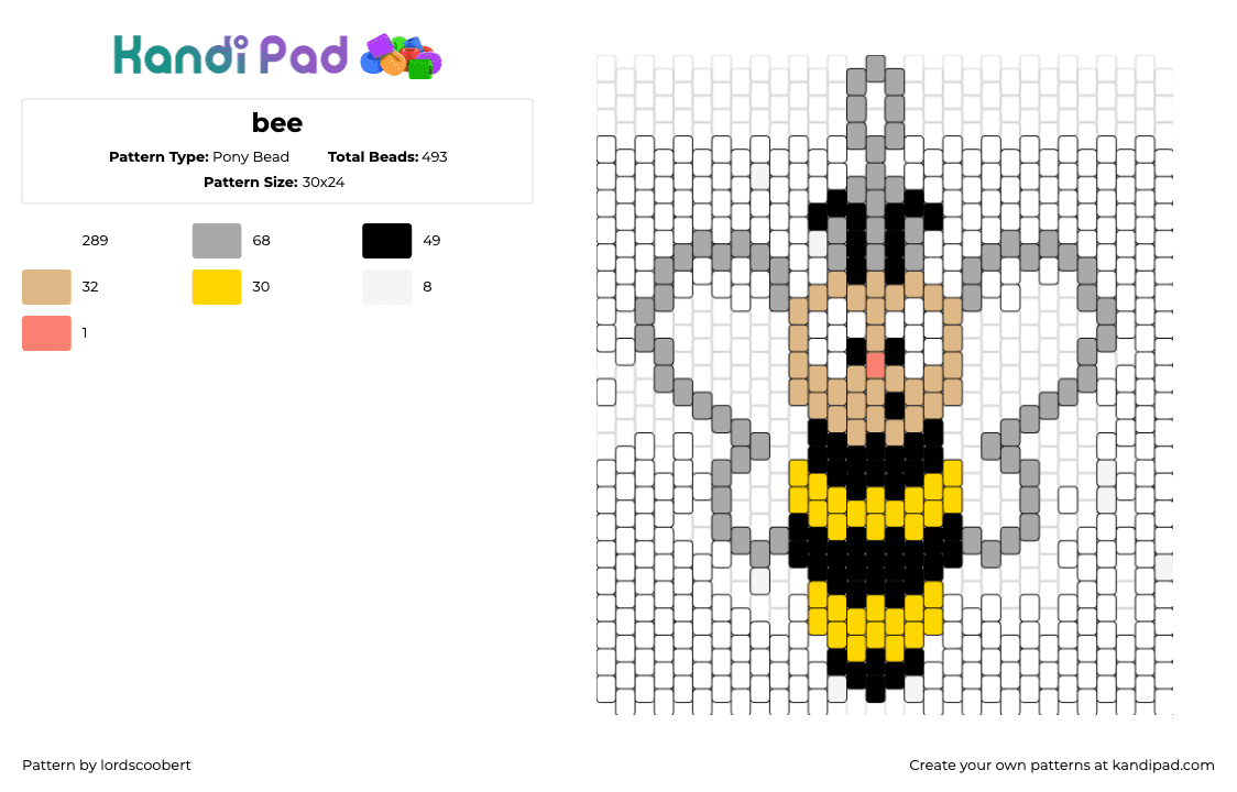 Bee Pony Bead Pattern - Kandi Pad 