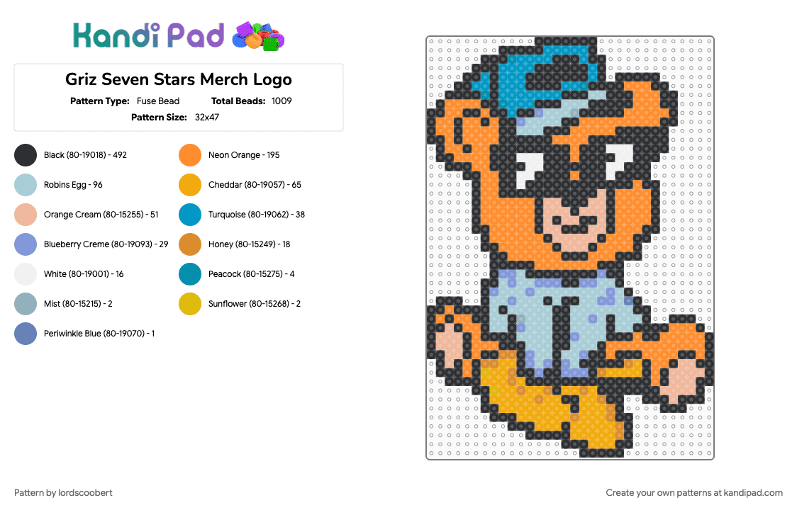 Griz Seven Stars Merch Logo - Fuse Bead Pattern by lordscoobert on Kandi Pad - 