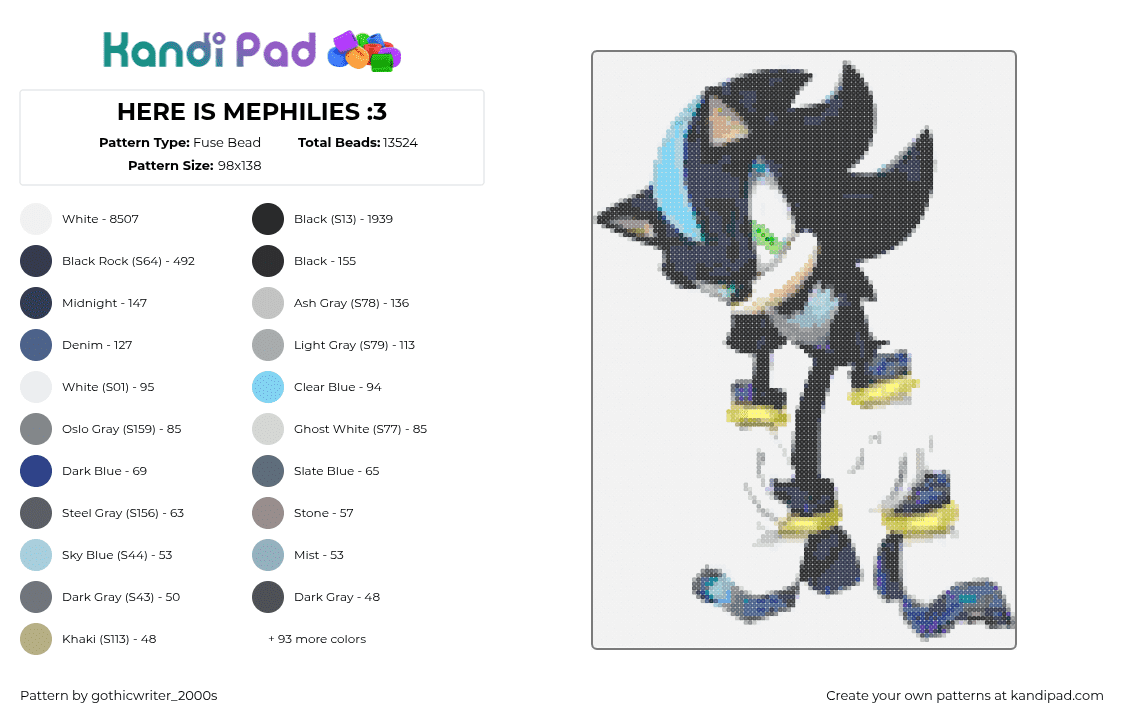 HERE IS MEPHILIES :3 - Fuse Bead Pattern by gothicwriter_2000s on Kandi Pad - 