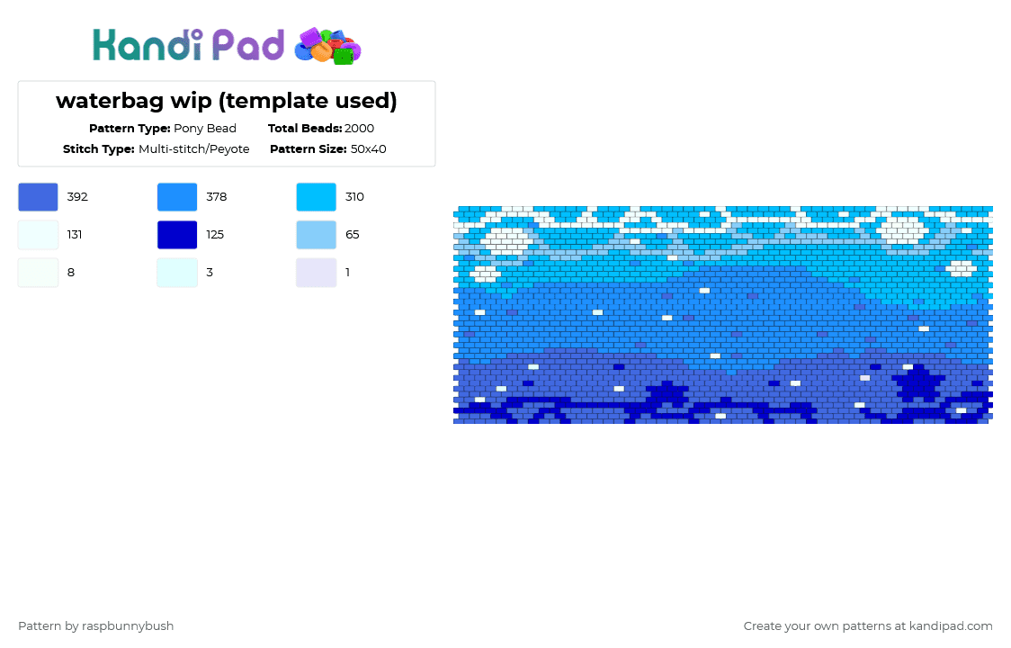 waterbag wip (template used) - Pony Bead Pattern by raspbunnybush on Kandi Pad - light blue