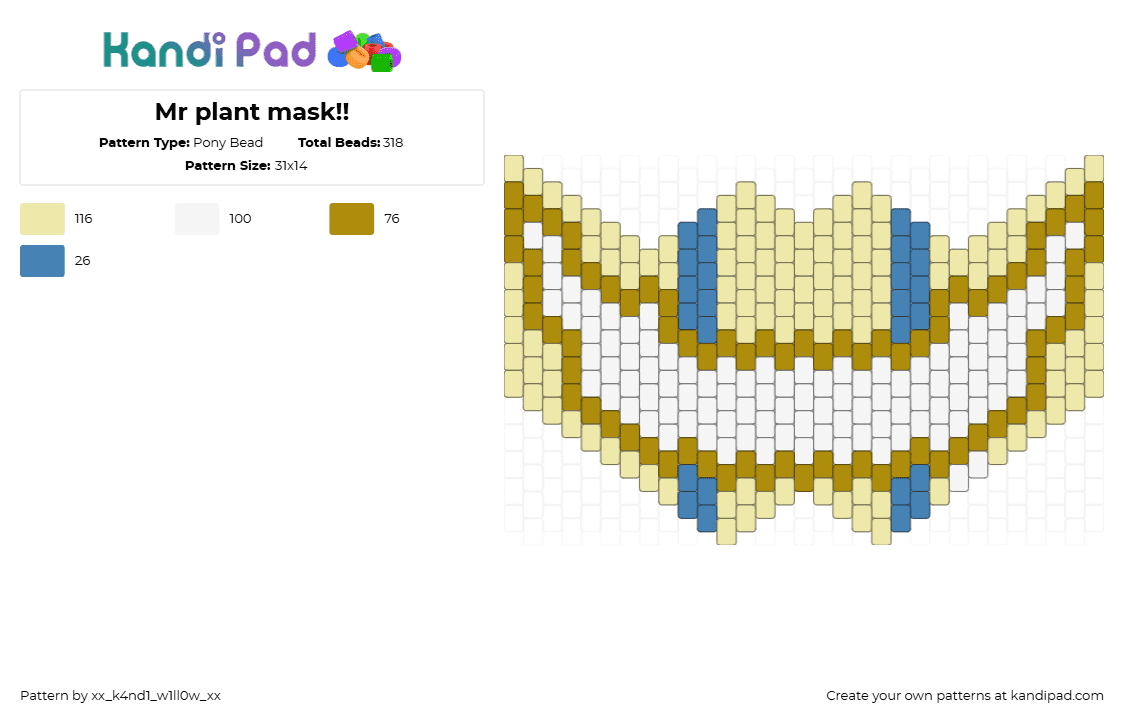 Mr plant mask!! - Pony Bead Pattern by xx_k4nd1_w1ll0w_xx on Kandi Pad - 