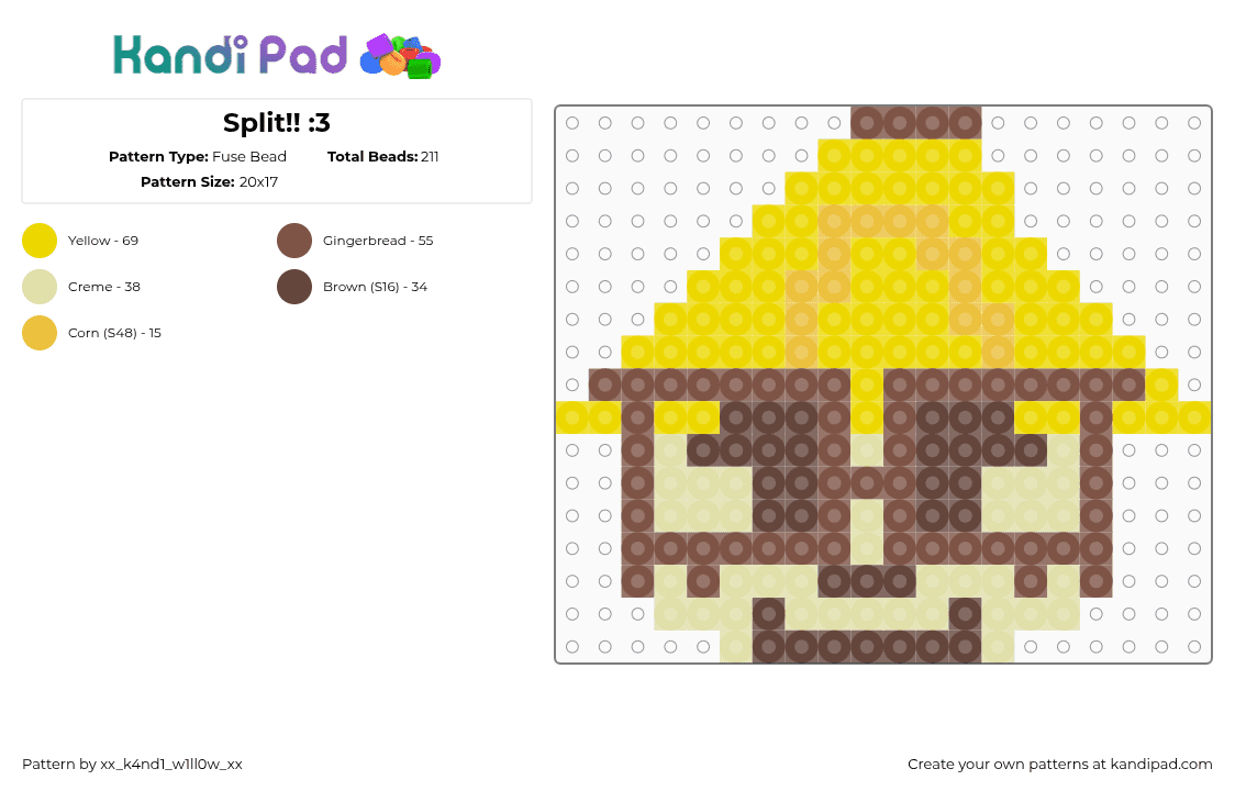 Split!! :3 Fuse Bead Pattern - Kandi Pad | Kandi Patterns, Fuse Bead ...