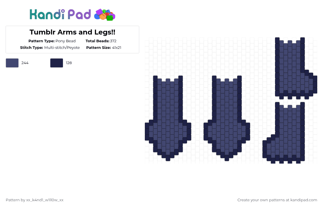 Tumblr Arms and Legs!! - Pony Bead Pattern by silly_willy on Kandi Pad - purple,tumblr,tumblr bfnif,bfnif,battle for niche internet fame