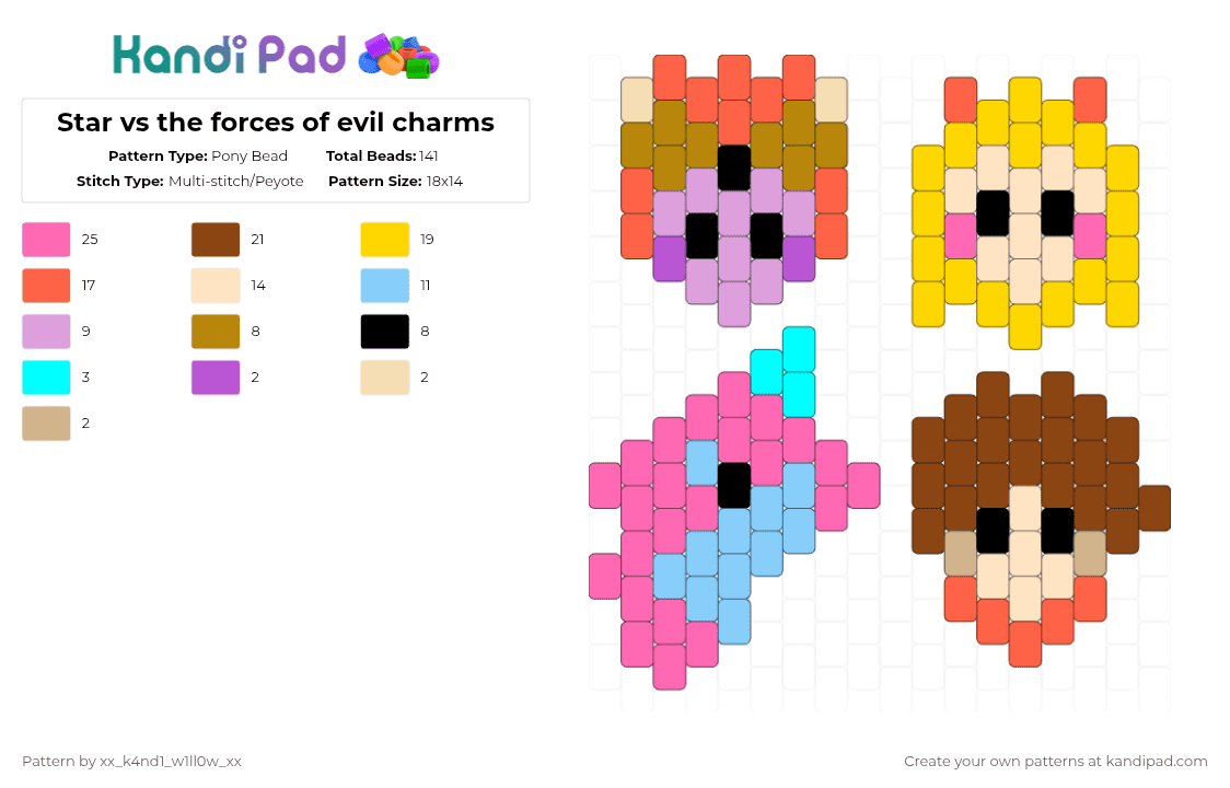 Star vs the forces of evil charms - Pony Bead Pattern by silly_willy on Kandi Pad - pink,red,svtfoe,star,marco,marco diaz,tom lucitor,star butterfly,star vs the forces of evil,charm