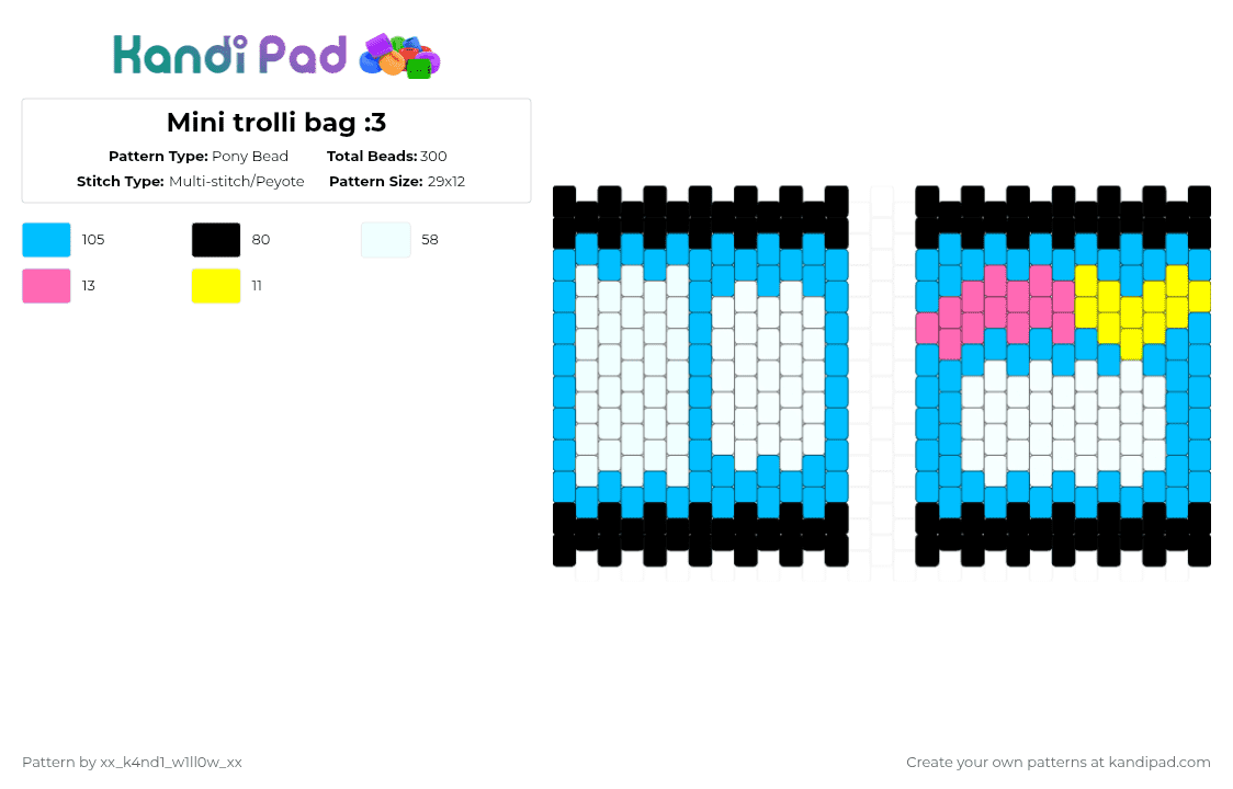 Mini trolli bag :3 - Pony Bead Pattern by silly_willy on Kandi Pad - trolli,gummy,gummy worm,gummi worm,gummi