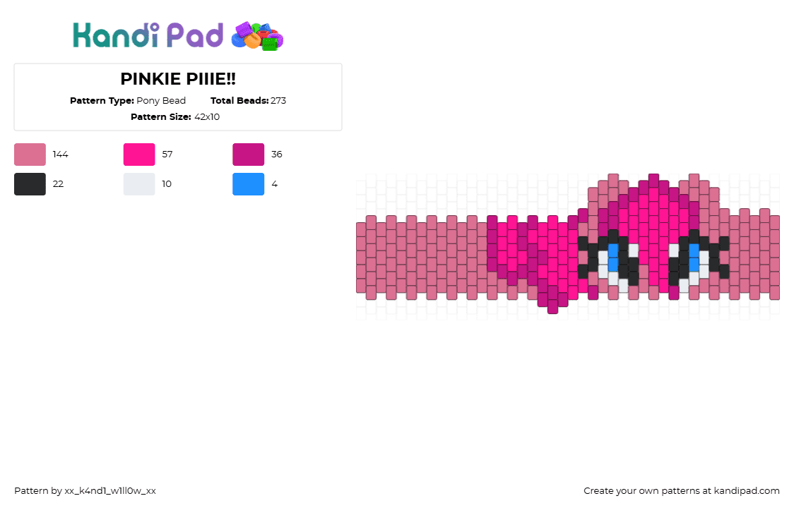 PINKIE PIIIE!! - Pony Bead Pattern by silly_willy on Kandi Pad - pinkie pie,mlp,pink