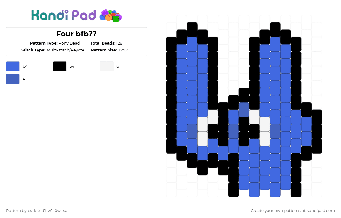 Four bfb?? - Pony Bead Pattern by silly_willy on Kandi Pad - blue,four,four bfb,fourbfb,bfb,bfdi,bfdia,4 bfb,4