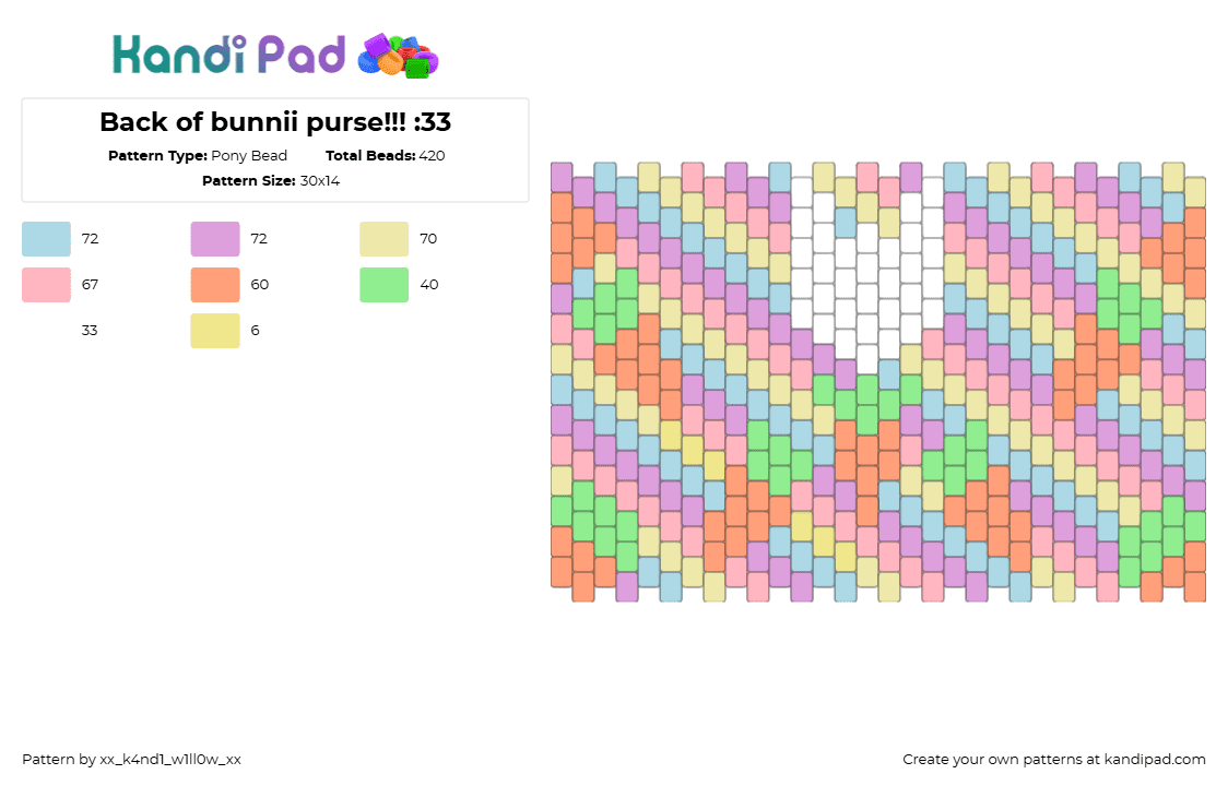 Back of bunnii purse!!! :33 - Pony Bead Pattern by xx_k4nd1_w1ll0w_xx on Kandi Pad - carrots,pastel,spring,bag,purse,panel,colorful,orange