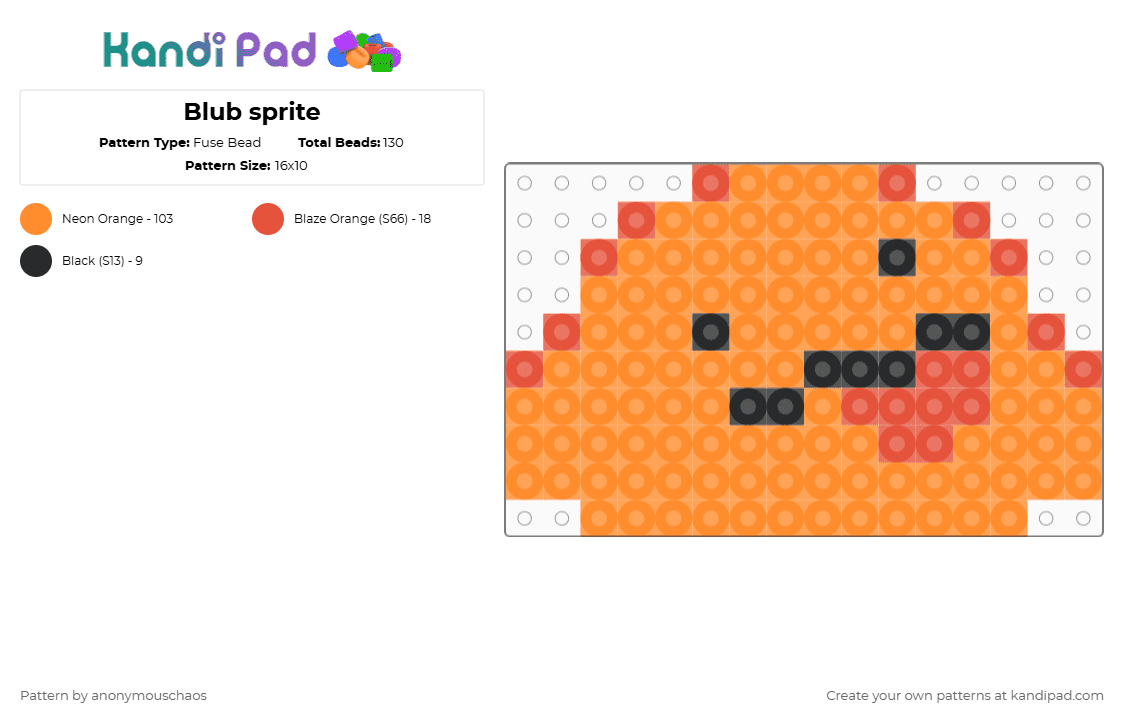 Blub sprite - Fuse Bead Pattern by anonymouschaos on Kandi Pad - orange