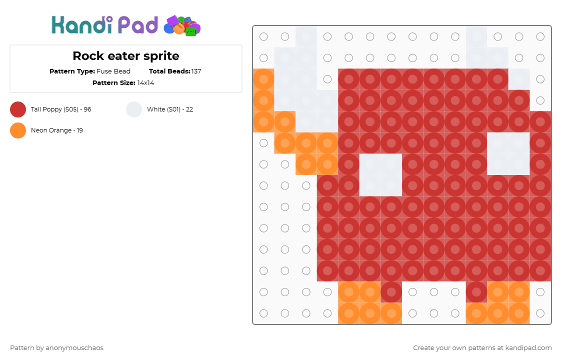 Rock eater sprite - Fuse Bead Pattern by anonymouschaos on Kandi Pad - red