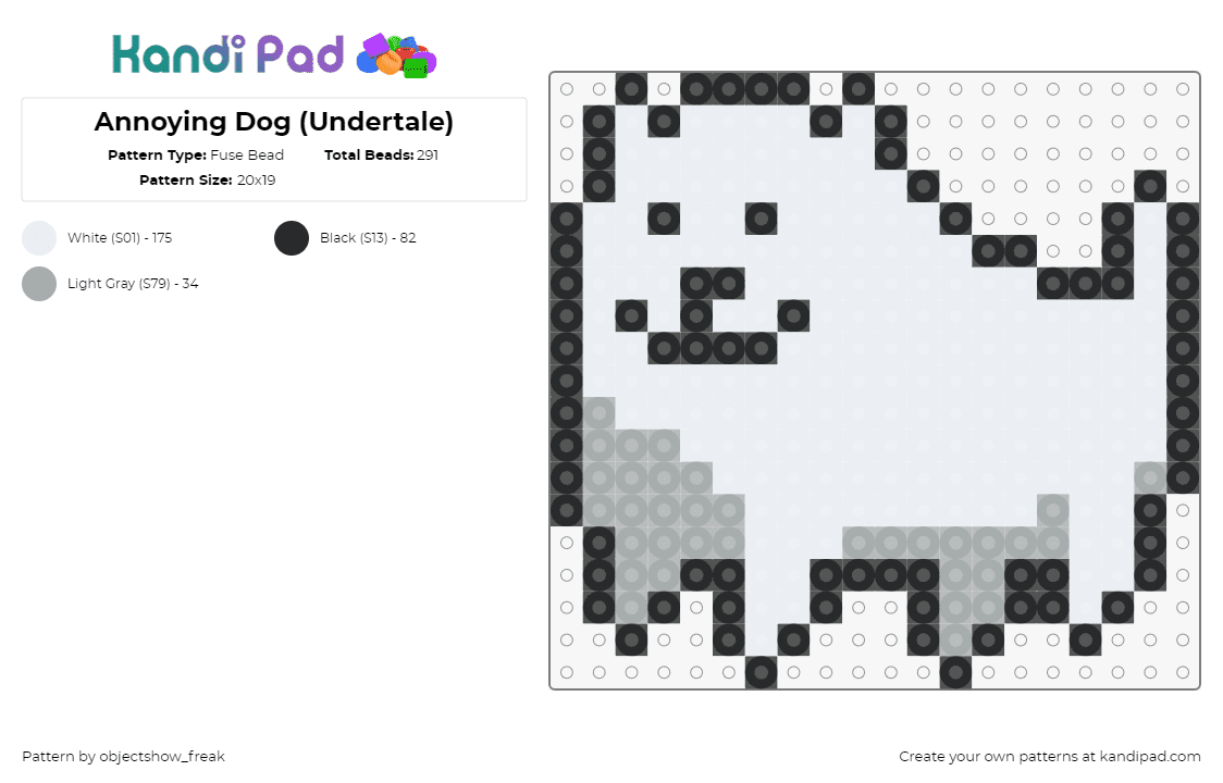 Annoying Dog (Undertale) - Fuse Bead Pattern by objectshow_freak on Kandi Pad - 