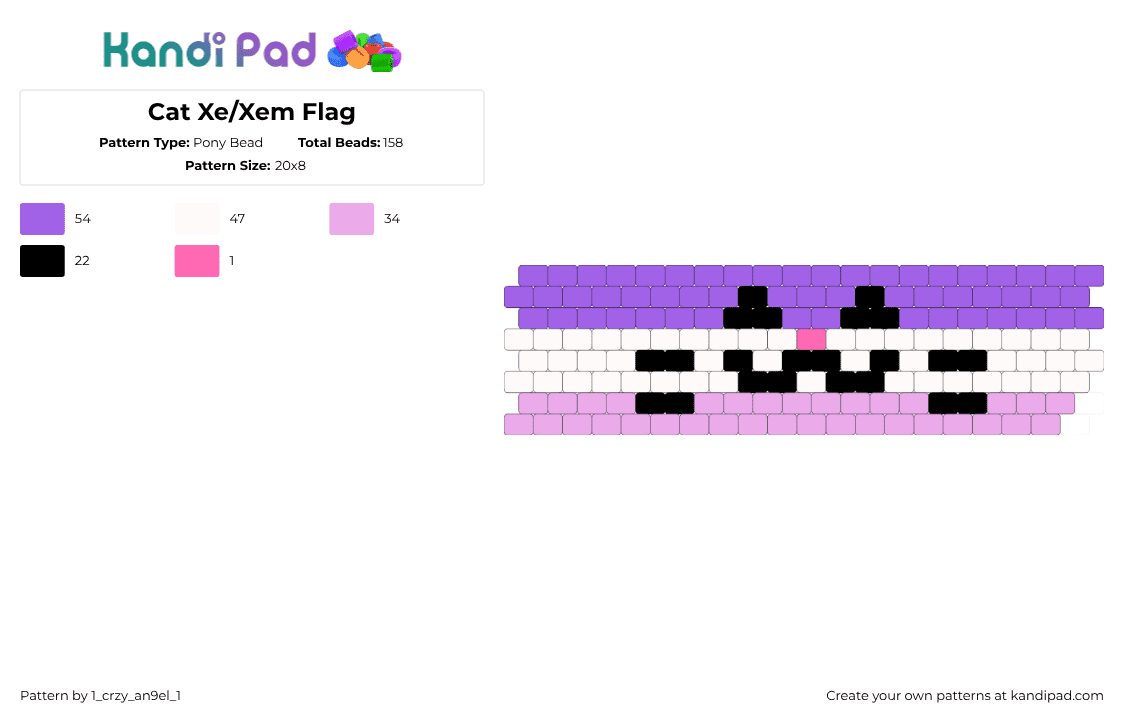 Cat Xe/Xem Flag - Pony Bead Pattern by 1_crzy_an9el_1 on Kandi Pad - 