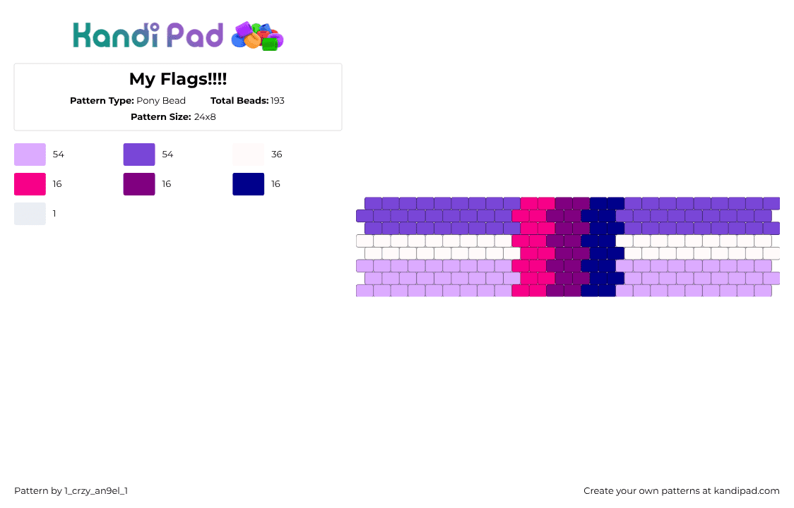 My Flags!!!! - Pony Bead Pattern by 1_crzy_an9el_1 on Kandi Pad - 