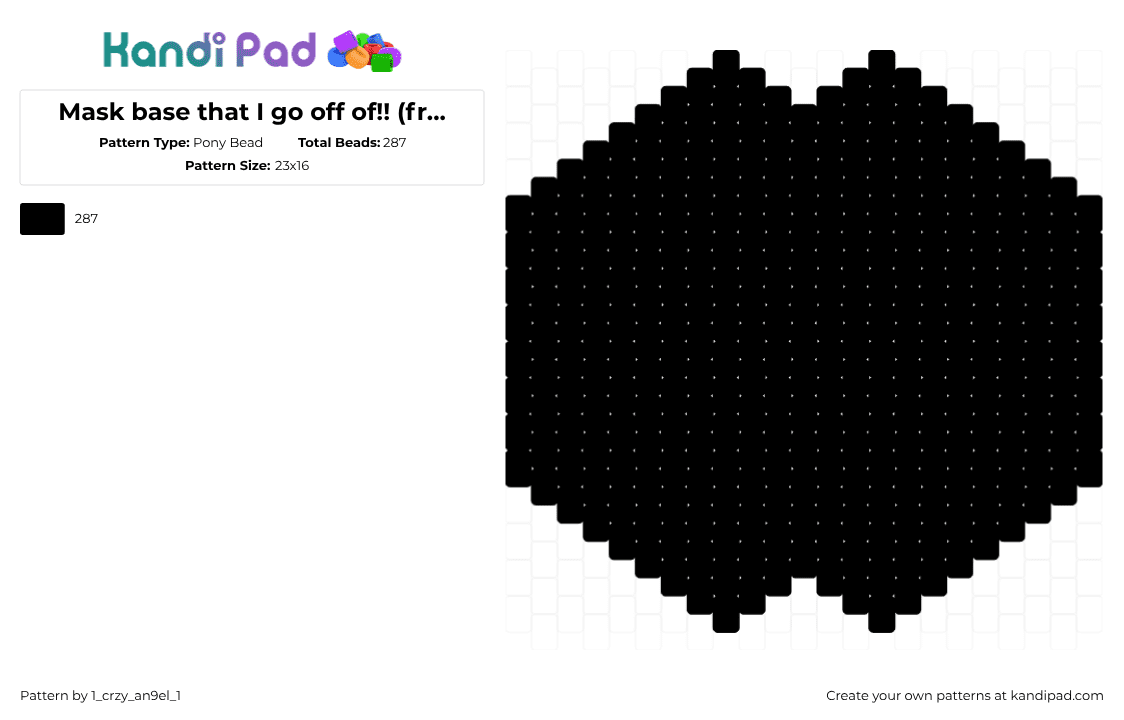 Mask base that I go off of!! (free to use; no credits required) - Pony Bead Pattern by 1_crzy_an9el_1 on Kandi Pad - black