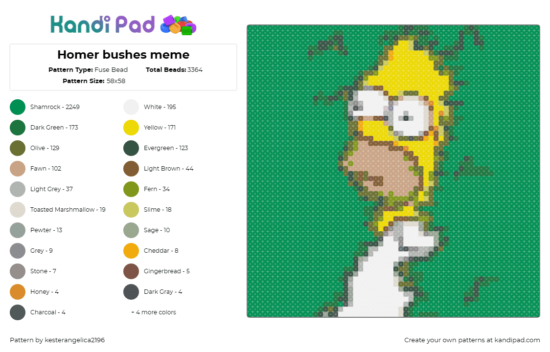 Homer bushes meme - Fuse Bead Pattern by kesterangelica2196 on Kandi Pad - homer simpson,the simpsons,tv shows,meme