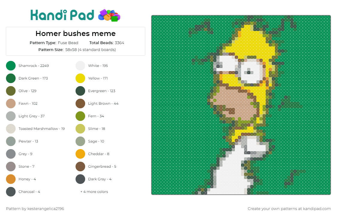 Homer bushes meme - Fuse Bead Pattern by kesterangelica2196 on Kandi Pad - homer simpson,the simpsons,tv shows,meme