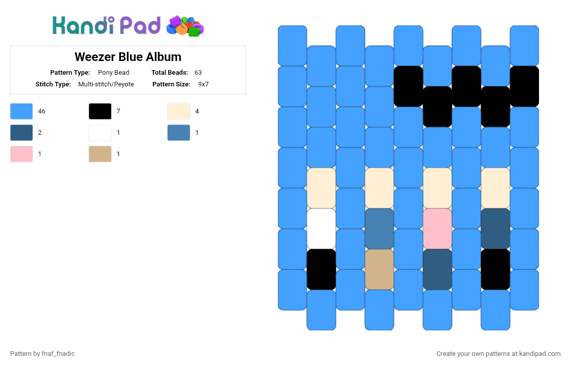 Weezer Blue Album - Pony Bead Pattern by fnaf_fnadic on Kandi Pad - light blue