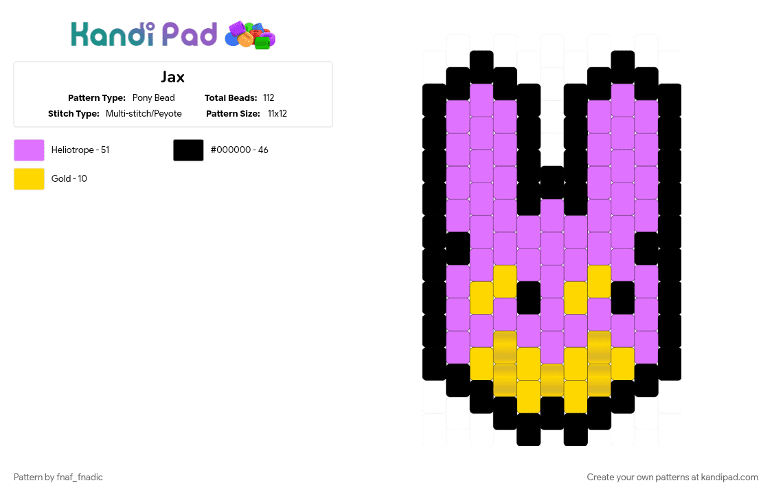 Jax - Pony Bead Pattern by fnaf_fnadic on Kandi Pad - character, jax, kandi charm, pink, tadc, the amazing digital circus, tv show