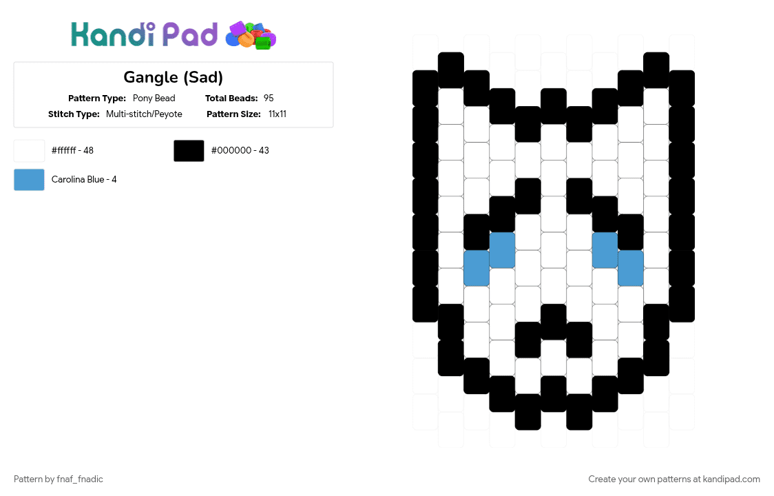 Gangle (Sad) - Pony Bead Pattern by fnaf_fnadic on Kandi Pad - character, gangle, kandi charm, tadc, the amazing digital circus, tv show, white