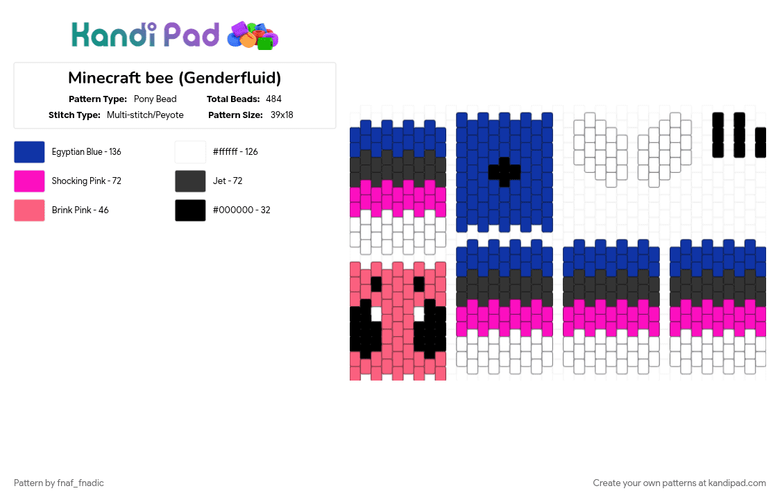 Minecraft bee (Genderfluid) - Pony Bead Pattern by fnaf_fnadic on Kandi Pad - purple