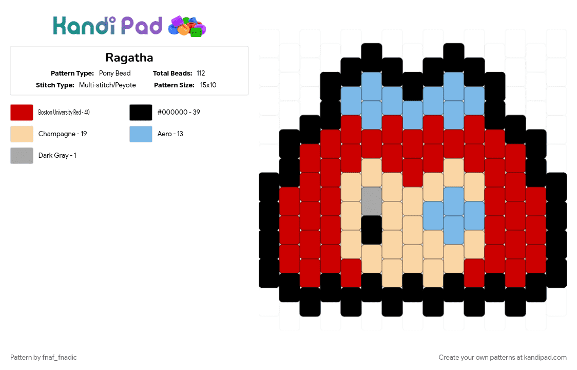 Ragatha - Pony Bead Pattern by fnaf_fnadic on Kandi Pad - character, jax, kandi charm, ragatha, red, tadc, tv show