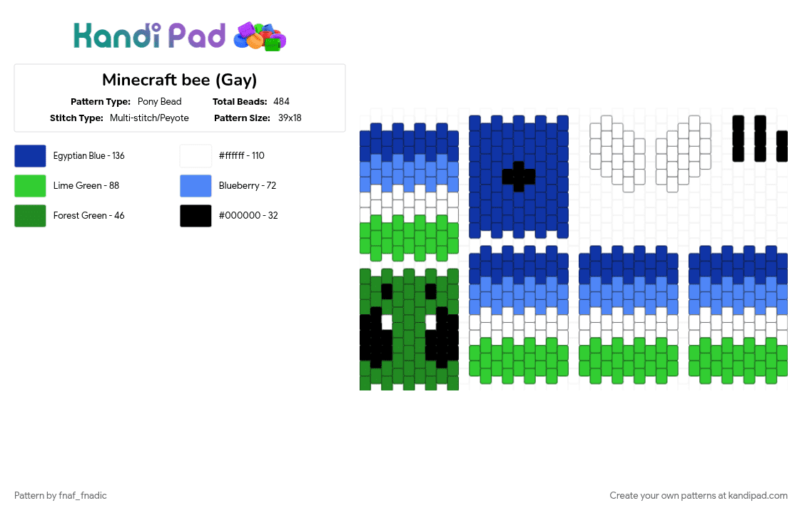 Minecraft bee (Gay) - Pony Bead Pattern by fnaf_fnadic on Kandi Pad - green, purple