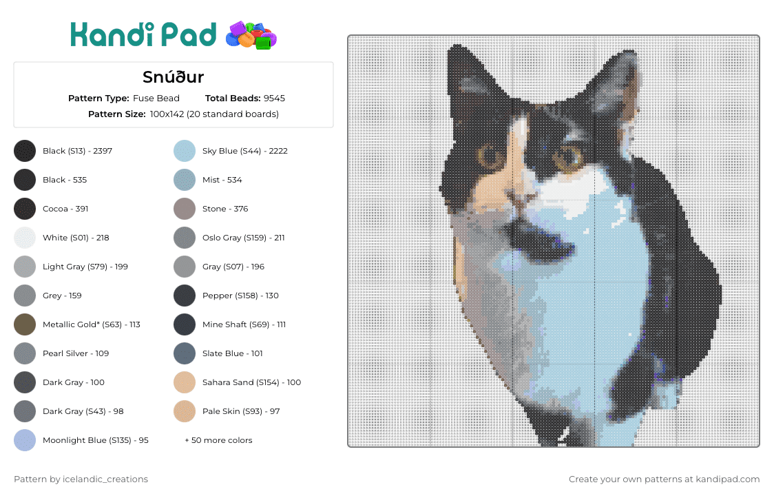 Snúður - Fuse Bead Pattern by icelandic_creations on Kandi Pad - cat,animal