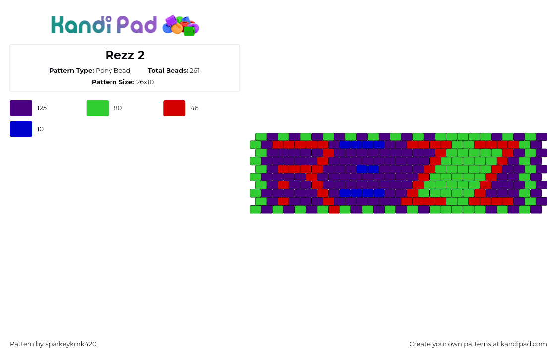 Rezz 2 - Pony Bead Pattern by sparkeykmk420 on Kandi Pad - rezz,logo,dj,music,edm,cuff,red,green,purple