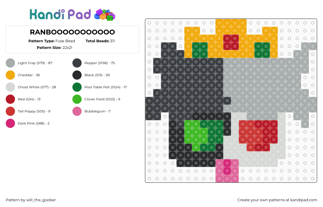 RANBOOOOOOOOOOO - Fuse Bead Pattern by bugg_th3_g00b3r on Kandi Pad - ranboo,streamer,youtube,minecraft,head,crown,black,gray,gold