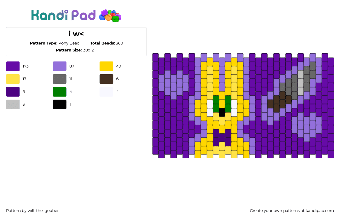 wAz ThAt ThE BiTe Of 87?!?!!??!?!?!!!???!?! - Pony Bead Pattern by will_the_goober on Kandi Pad - spring bonnie,fnaf,five nights at freddys,knife,video game,horror,cuff,purple,yellow