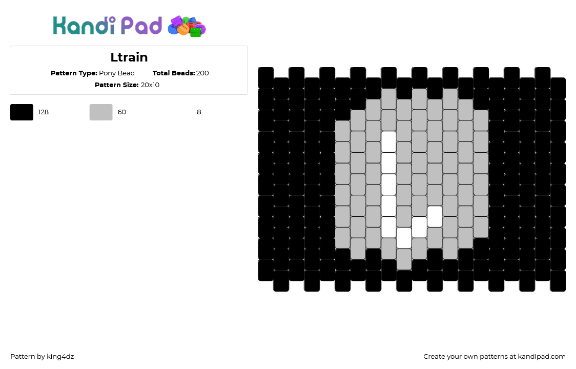 Ltrain - Pony Bead Pattern by king4dz on Kandi Pad - ltrain,logo,simple,gray,black