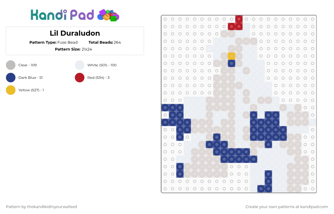 Lil Duraludon - Fuse Bead Pattern by thekandikidinyourwallsxd on Kandi Pad - beige,blue