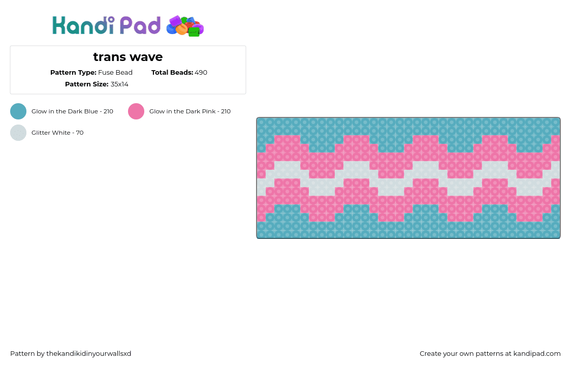 trans wave - Fuse Bead Pattern by thekandikidinyourwallsxd on Kandi Pad - 