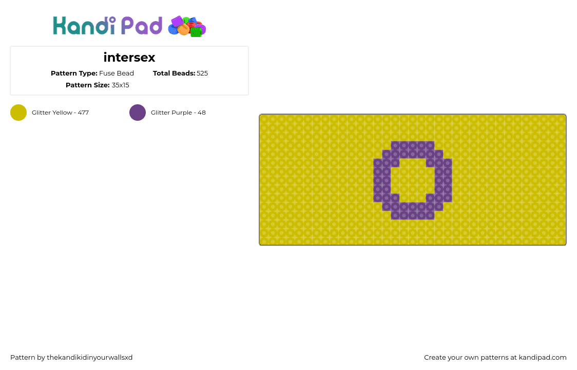 intersex - Fuse Bead Pattern by thekandikidinyourwallsxd on Kandi Pad - intersex,pride,flag,simple,yellow,purple