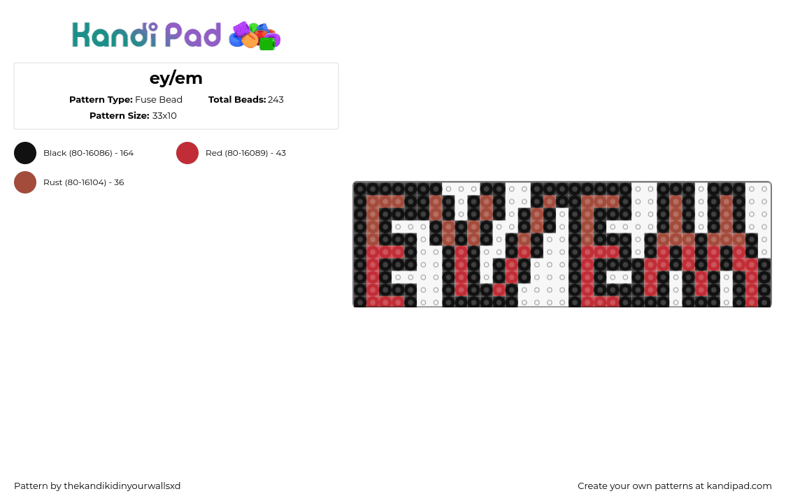 ey/em - Fuse Bead Pattern by thekandikidinyourwallsxd on Kandi Pad - ey,em,pronouns,text,sign,pride,red