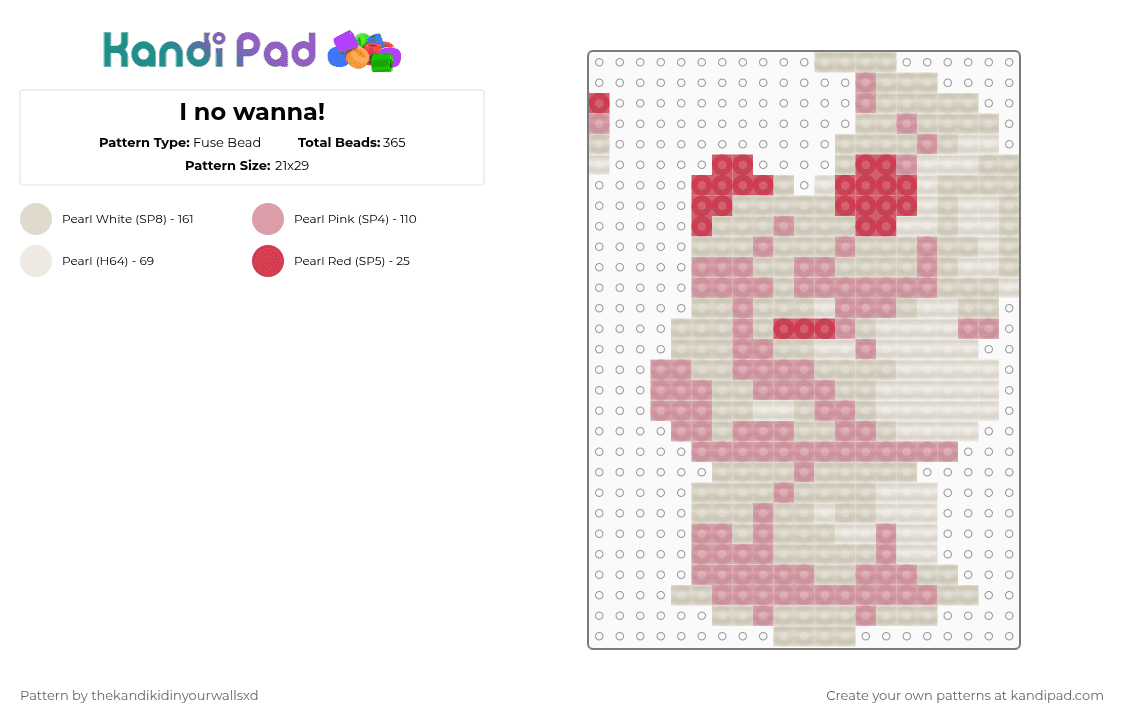 I no wanna! - Fuse Bead Pattern by thekandikidinyourwallsxd on Kandi Pad - pink,beige
