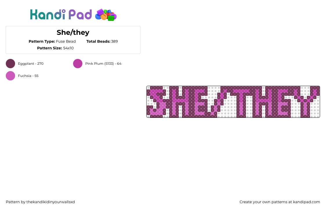 She/they - Fuse Bead Pattern by thekandikidinyourwallsxd on Kandi Pad - 