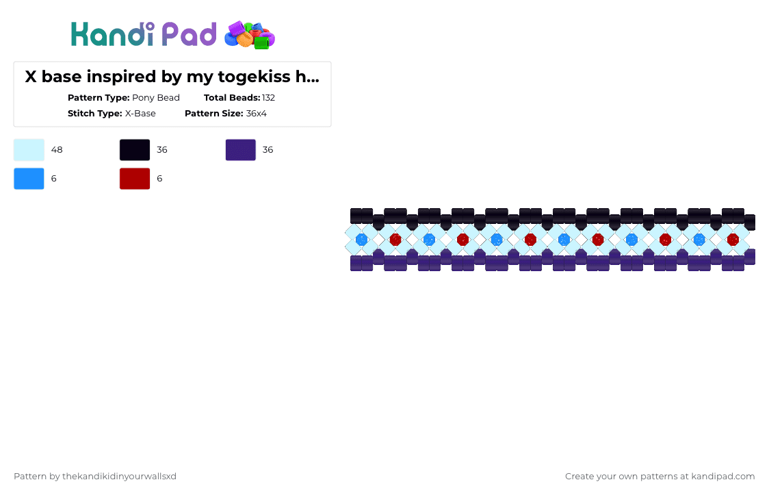 X base inspired by my togekiss holo card - Pony Bead Pattern by thekandikidinyourwallsxd on Kandi Pad - purple,light blue