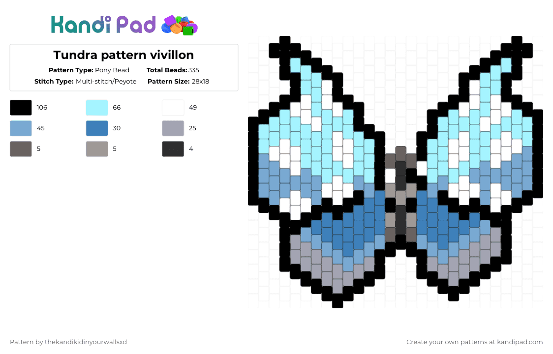 Tundra pattern vivillon - Pony Bead Pattern by thekandikidinyourwallsxd on Kandi Pad - light blue