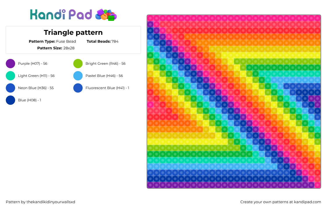 Triangle pattern - Fuse Bead Pattern by thekandikidinyourwallsxd on Kandi Pad - blue,yellow,colorful
