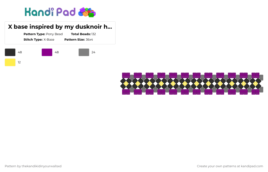 X base inspired by my dusknoir holo card - Pony Bead Pattern by thekandikidinyourwallsxd on Kandi Pad - pink