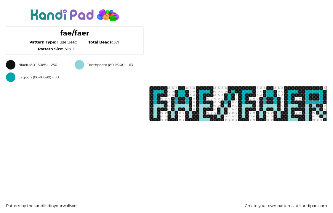 fae/faer - Fuse Bead Pattern by thekandikidinyourwallsxd on Kandi Pad - fae,faer,pronouns,text,fairy,sign,pride,teal