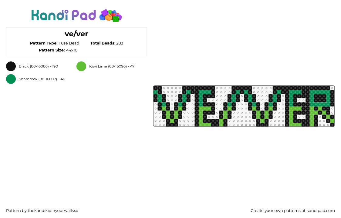 ve/ver - Fuse Bead Pattern by thekandikidinyourwallsxd on Kandi Pad - ve,ver,pronouns,text,sign,pride,green