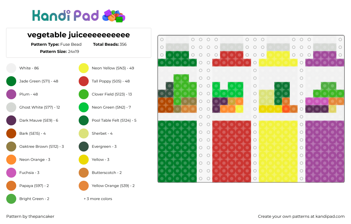 vegetable juiceeeeeeeeee - Fuse Bead Pattern by thepancaker on Kandi Pad - 