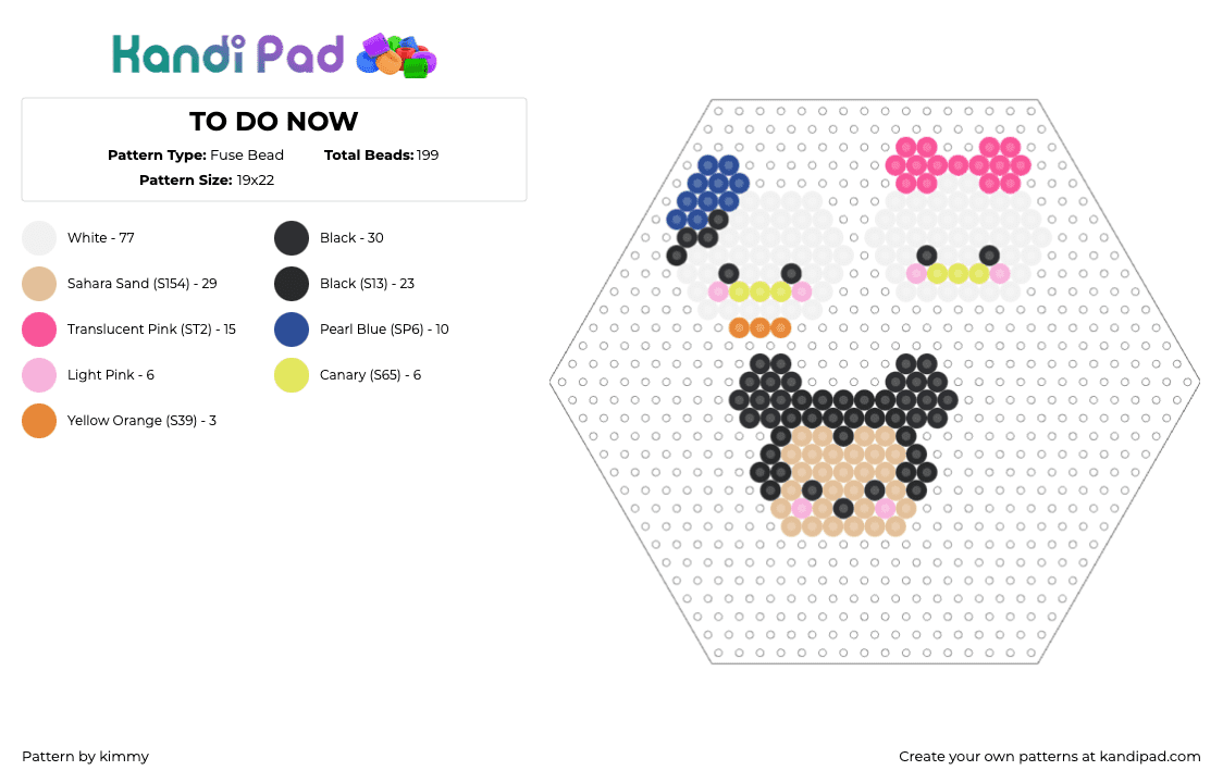 TO DO NOW - Fuse Bead Pattern by kimmy on Kandi Pad - donald duck,mickey mouse,disney,daisy duck,charms,characters,white,tan