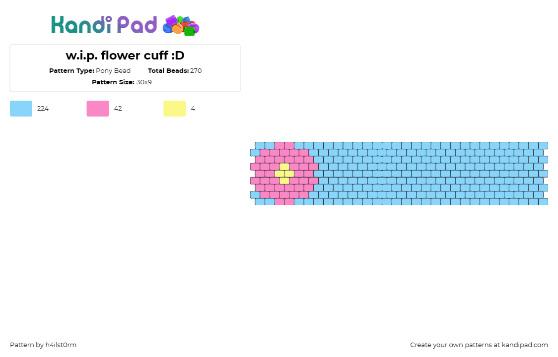 w.i.p. flower cuff :D - Pony Bead Pattern by h4ilst0rm on Kandi Pad - flower,cuff