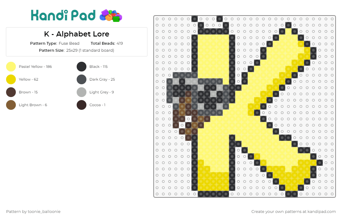 K - Alphabet Lore Fuse Bead Pattern - Kandi Pad  Kandi Patterns, Fuse Bead  Patterns, Pony Bead Patterns, AI-Driven Designs