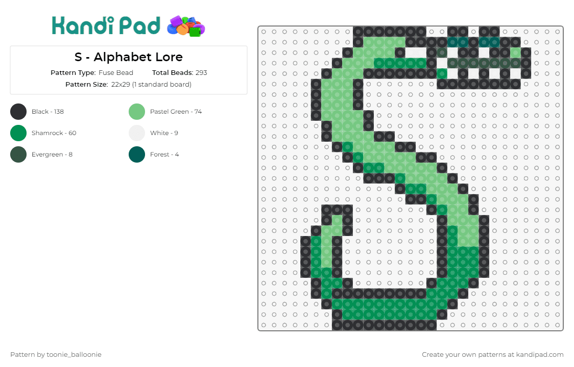 S - Alphabet Lore Fuse Bead Pattern - Kandi Pad  Kandi Patterns, Fuse Bead  Patterns, Pony Bead Patterns, AI-Driven Designs