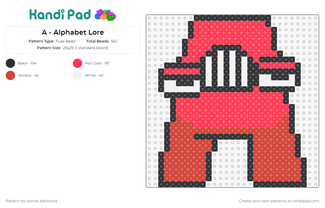 V - Alphabet Lore Fuse Bead Pattern - Kandi Pad  Kandi Patterns, Fuse Bead  Patterns, Pony Bead Patterns, AI-Driven Designs