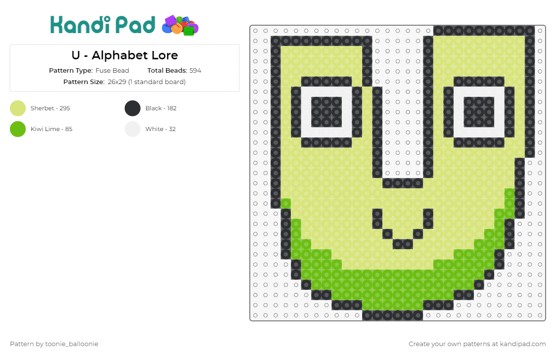 U - Alphabet Lore Fuse Bead Pattern - Kandi Pad  Kandi Patterns, Fuse Bead  Patterns, Pony Bead Patterns, AI-Driven Designs